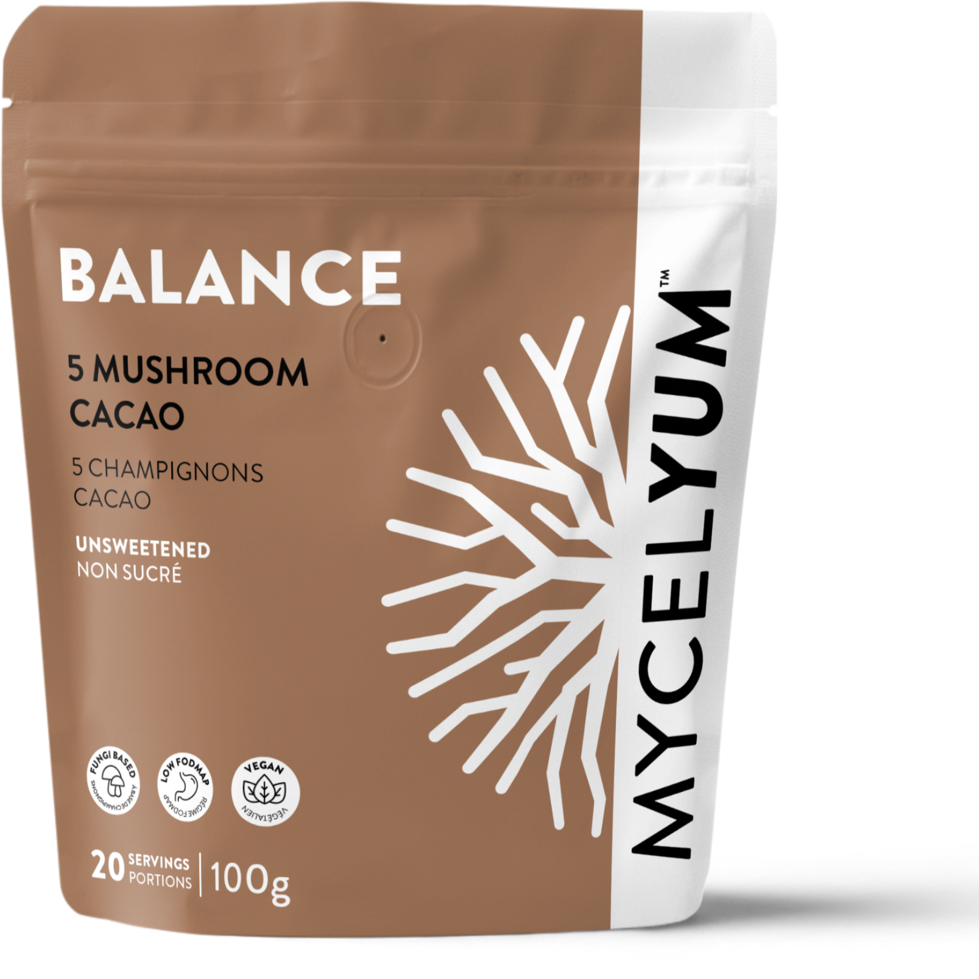 BALANCE Alkalized Cacao Latte Mix with 5 Mushrooms | Wholesale - Mycelyum Inc.