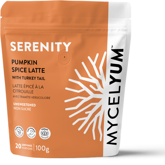 SERENITY Pumpkin Spice Latte Mix with Turkey Tail | Wholesale - Mycelyum Inc.