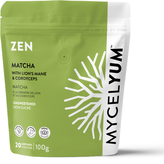 ZEN Matcha Latte Mix with Lion’s Mane & Cordyceps | Wholesale - Mycelyum Inc.